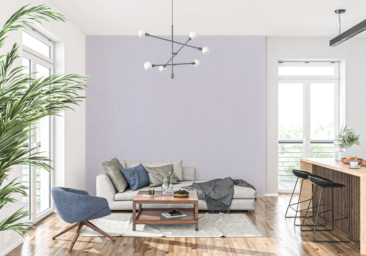 Modern dining room with elegant mauve wallpaper design
