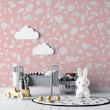 Pink terrazzo wall design brightening up a home office space
