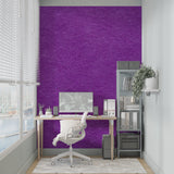 Geometric purple wall mural enhancing a minimalist home office space
