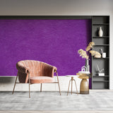 Purple pattern wallpaper adding sophistication to a dining room