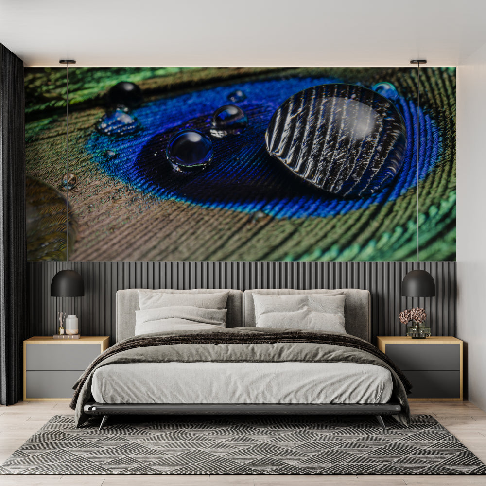 Close-up water drop wallpaper bringing nature's detail to home office space
