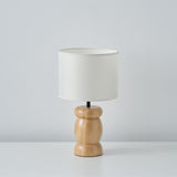 Natural Wood Table Lamp  Stone-Shaped Base with Fabric Shade - Product detail 7