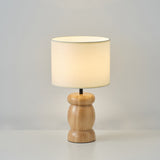 Natural Wood Table Lamp  Stone-Shaped Base with Fabric Shade - Product detail 6