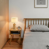 Natural Wood Table Lamp  Stone-Shaped Base with Fabric Shade - Product detail 11