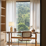 Natural Wood Table Lamp  Stone-Shaped Base with Fabric Shade - Product detail 12