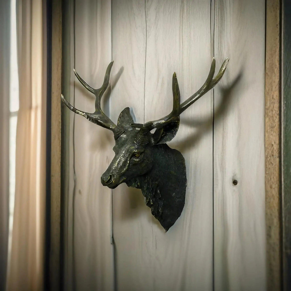 Rustic Deer Head Wall Art  Hand-Detailed Resin Sculpture - Product example