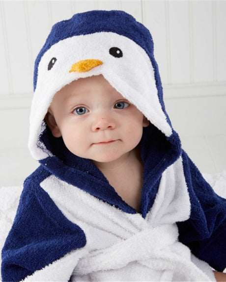 Baby Penguin Bathrobe  Navy Blue Cotton Terry - Detailed view