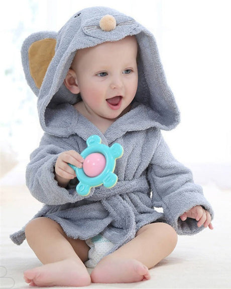Baby Mouse Bathrobe  Soft Cotton Terry Hooded Design - Product showcase