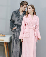 Plush Fleece Bathrobe Set  Quilted Trim Couples Collection - Product showcase