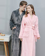 Plush Fleece Bathrobe Set  Quilted Trim Couples Collection - Product showcase