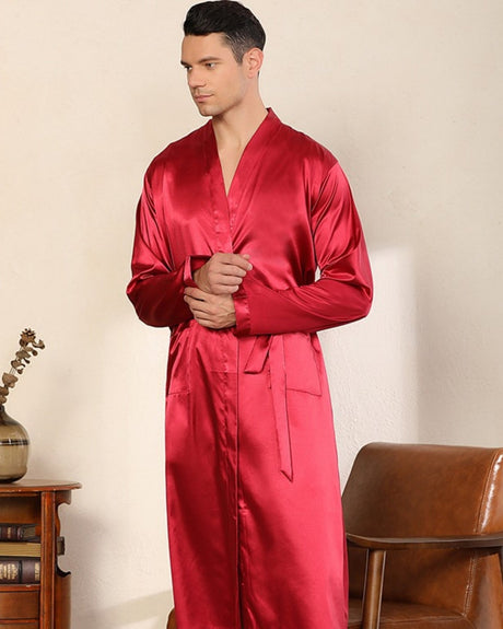 Silk Satin Robe For Men  Luxury Long Summer Kimono - Product example