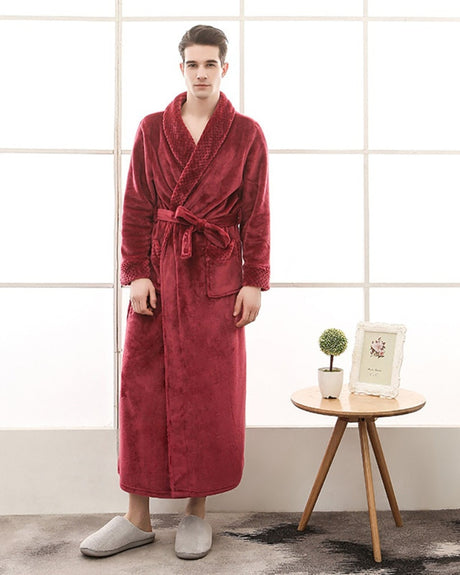 Luxury Fleece Bathrobe  Full Length Shawl Collar Design - Product showcase