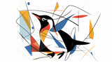 Abstract penguin geometric wallpaper design file showing detailed pattern and color composition