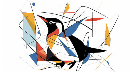 Abstract penguin geometric wallpaper design file showing detailed pattern and color composition