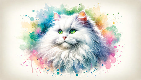 Watercolor cat with green eyes design file showing intricate artistic details and color palette