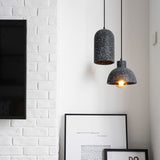 Industrial Cement Pendant Light  Minimalist Gray Shade With Brass Fitting - Product example