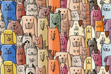Design file showing the full pattern of cute cats and dogs in pastel colors on white background