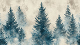 Misty pine tree forest design file showing detailed teal blue pattern