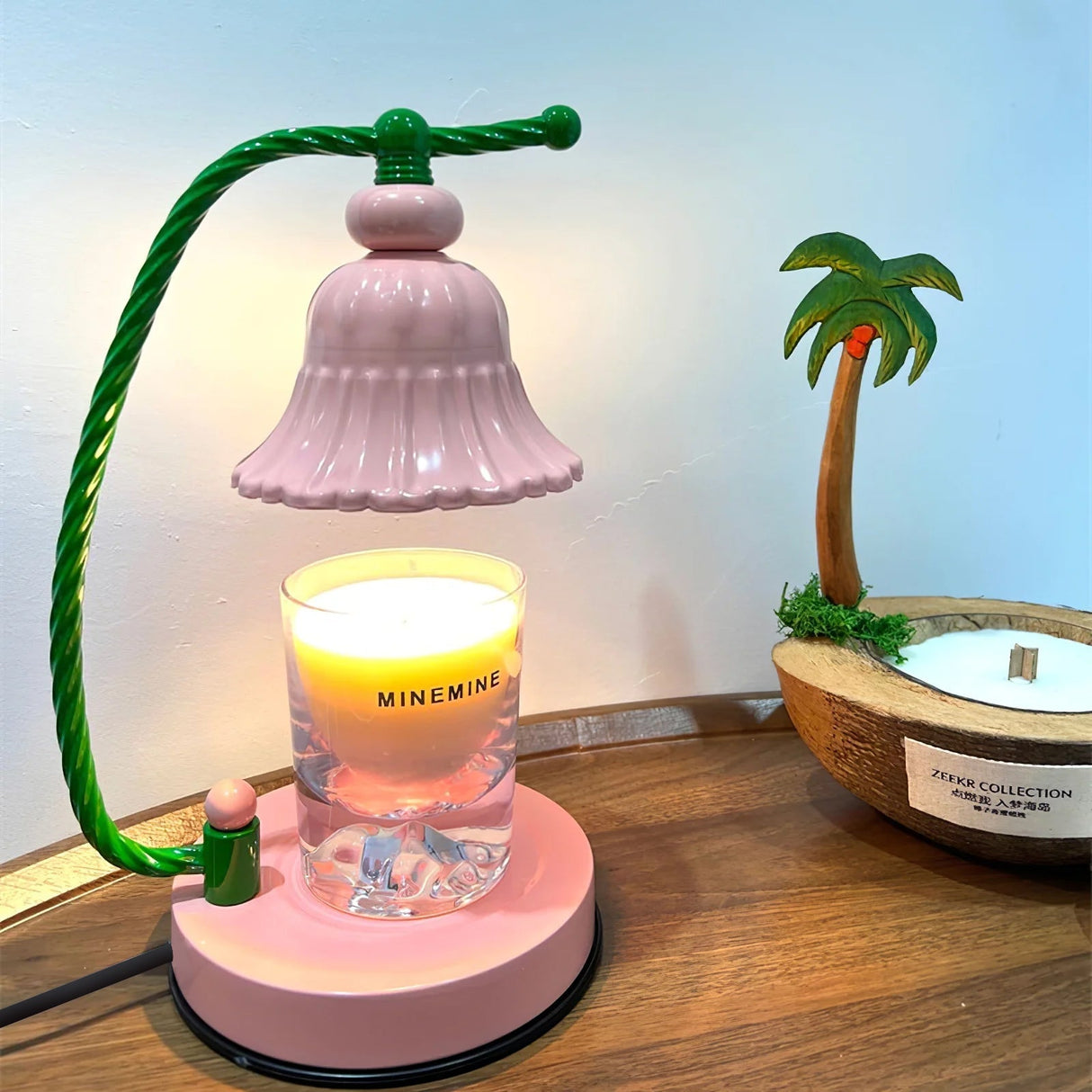 Floral Glass Table Lamp  Pink Bell Shade Design - Product detail 18