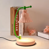 Floral Glass Table Lamp  Pink Bell Shade Design - Product example