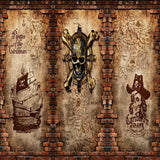 Caribbean treasure map wallpaper design file showing detailed skull emblem and aged parchment effects