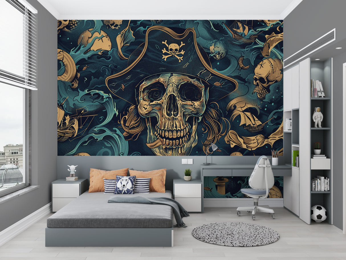 Maritime wall design showcased in modern living room setting