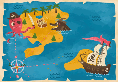 Pirate treasure map wallpaper design file showing detailed adventure elements and hidden surprises