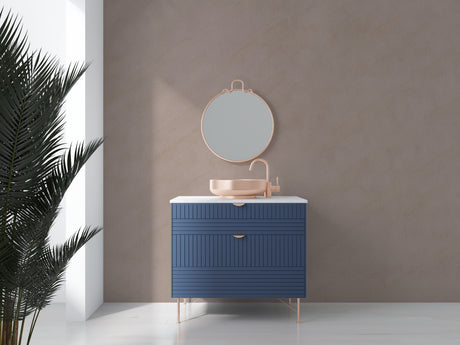 Elegant taupe bathroom wallpaper in modern master bath with freestanding tub and brass fixtures