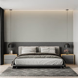 Home office space with plain beige wall mural creating focused work environment