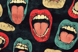 Pop art lips pattern design file showing vibrant colors on black background
