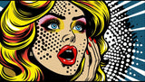 Pop art comic style beauty portrait design file showing vibrant colors and halftone details