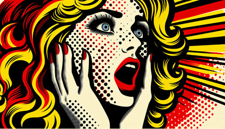 Pop art comic style design file showing vibrant retro pattern with halftone dots and dynamic lines