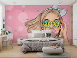 Contemporary pop art mural brightening up a teen bedroom with pink accents