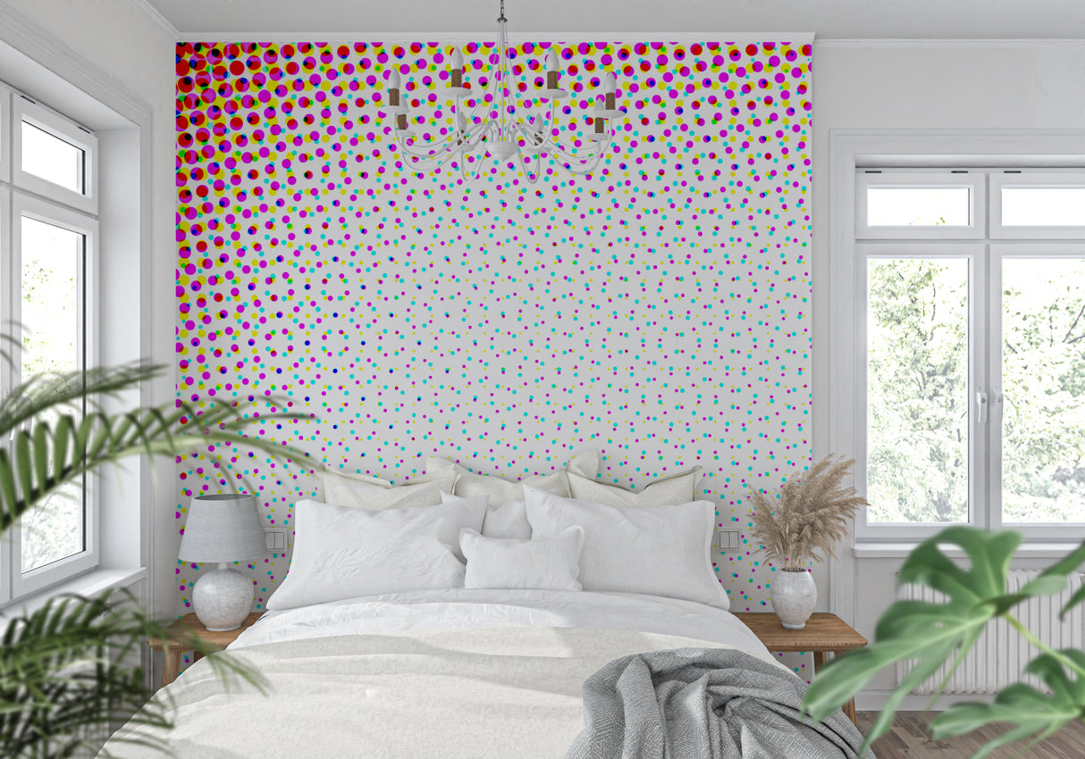 Contemporary Dot Pattern transforming a trendy retail space with vibrant wall design