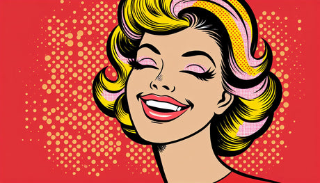 Pop art portrait design file featuring vibrant comic-style illustration with halftone dots and bold colors