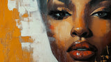 Modern African portrait art design file showing detailed orange and terracotta tones
