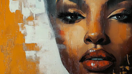 Modern African portrait art design file showing detailed orange and terracotta tones