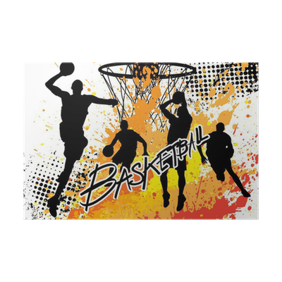 Basketball Mural Wallpaper | Dynamic Sports Action in Black and Gold