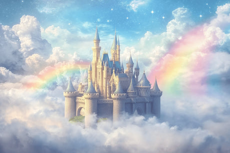Princess castle design file showing detailed rainbow sky pattern and castle illustration