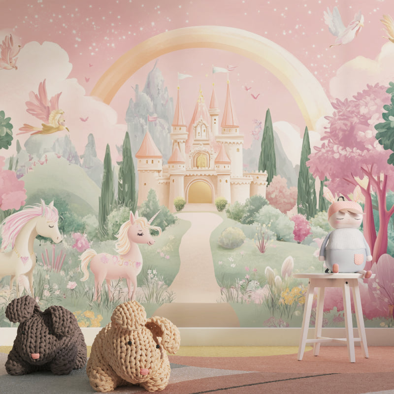 Fairy Tale Castle Wallpaper brightening a child's reading nook