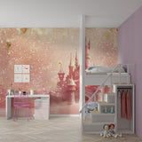 Princess wallpaper creating magical atmosphere in a child's playroom