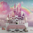 Princess Castle Wallpaper in cozy bedroom with pink accents and soft lighting