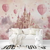 Princess themed wall mural showcased in a reading nook with comfortable seating and soft pillows