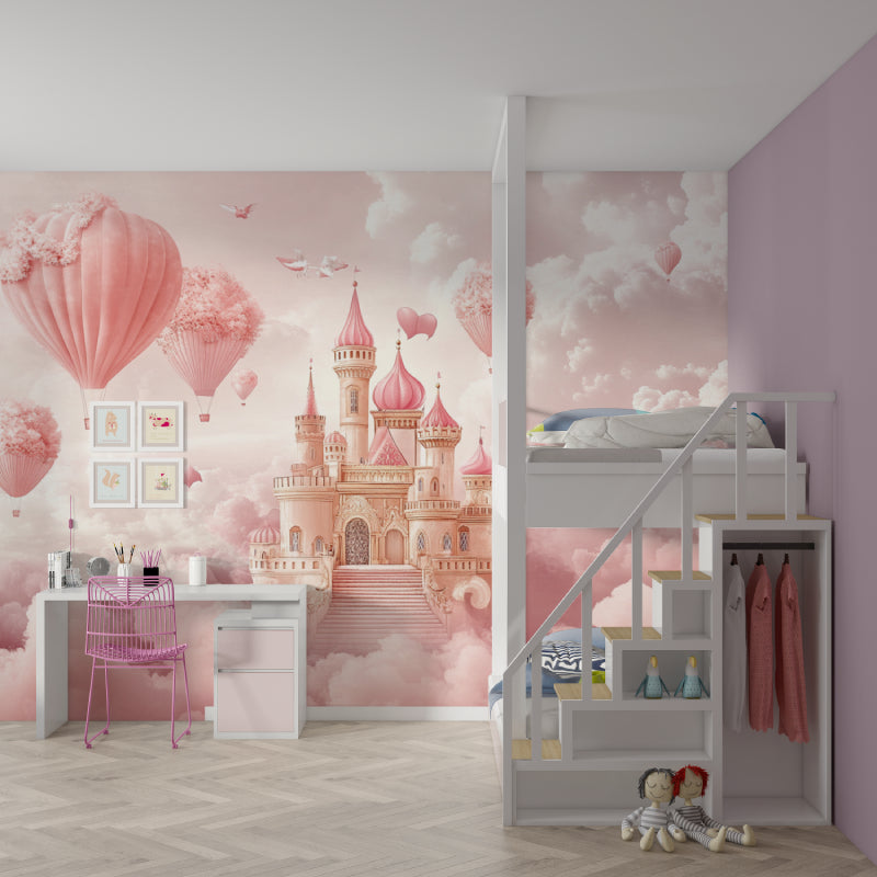 Enchanting castle wall mural creating a reading nook in a children's room