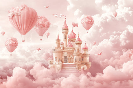 Princess castle design file showing detailed pink castle and hot air balloons pattern