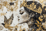 Princess portrait wallpaper design file showing detailed black and gold crown pattern