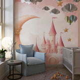 Princess wall mural in a playroom showing scale and dreamy atmosphere