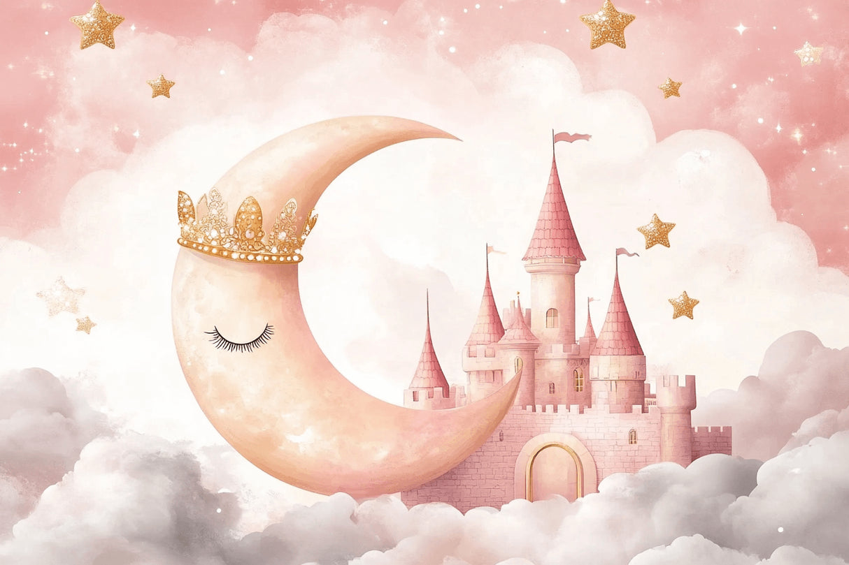 Princess castle design file featuring crowned moon and magical castle pattern