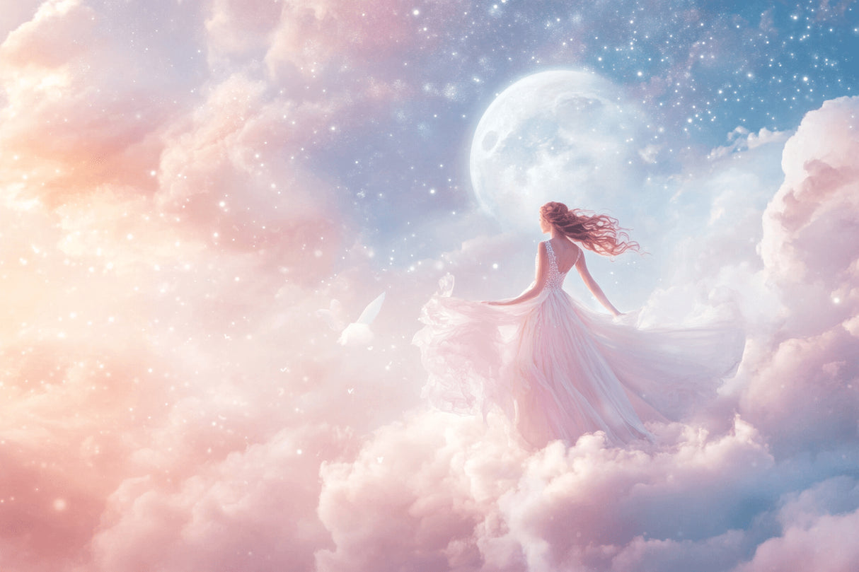 Design file of princess wallpaper showing detailed moonlit sky pattern and dancing princess silhouette