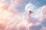 Design file of princess wallpaper showing detailed moonlit sky pattern and dancing princess silhouette